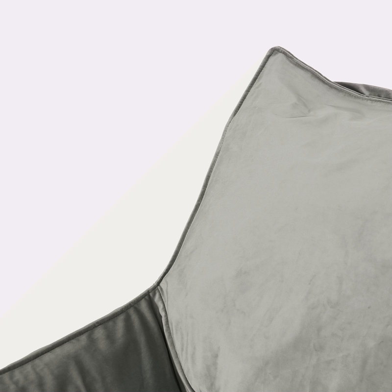 Fauteuil à billes en velours avec accoudoirs, Velours gris velours