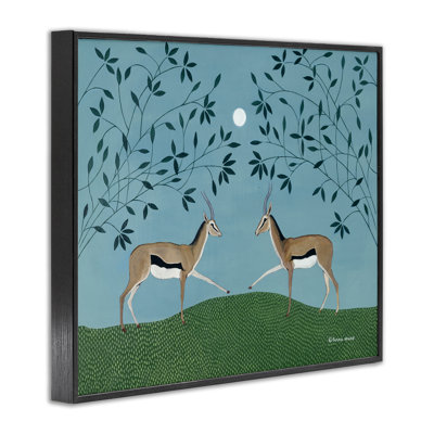 «Gazelles Greeting Symmetry», giclée encadrée, conception par Susan Henke