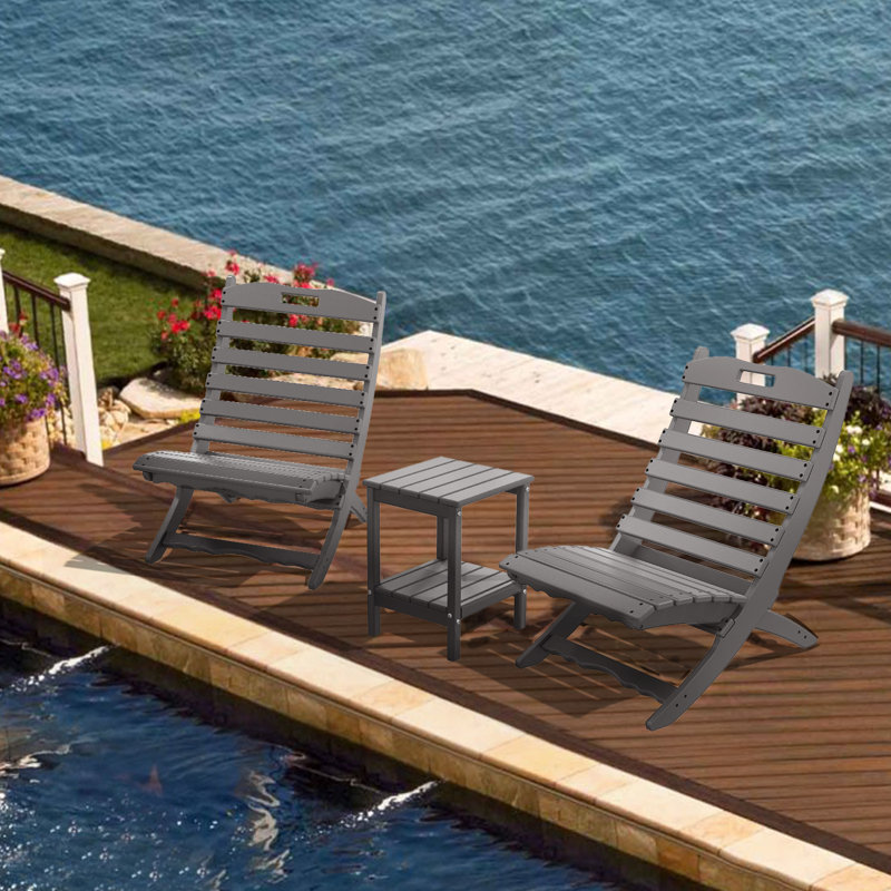 Alexeya Foldable Outdoor Adirondack Chair, Gray