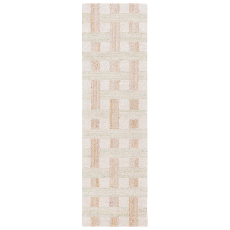 Tapis géométrique en laine / coton touffeté à la main Keyshun, Tapis de couloir 2 pi 3 po x 8 pi