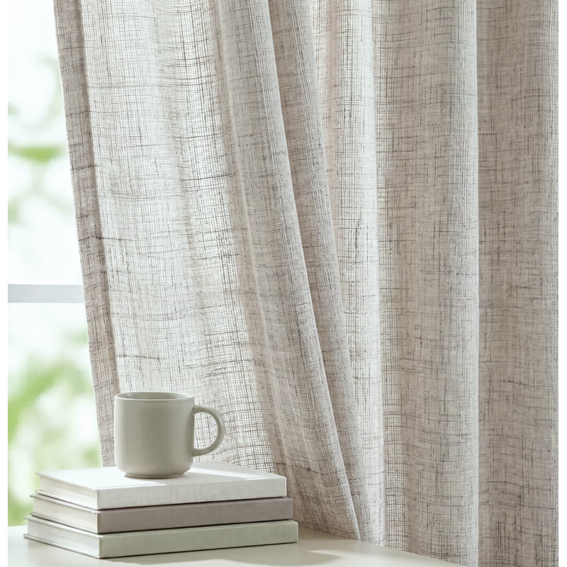 Rideau en faux jute D'Moksha Homes, Blanc / gris, L 52 po x L 96 po