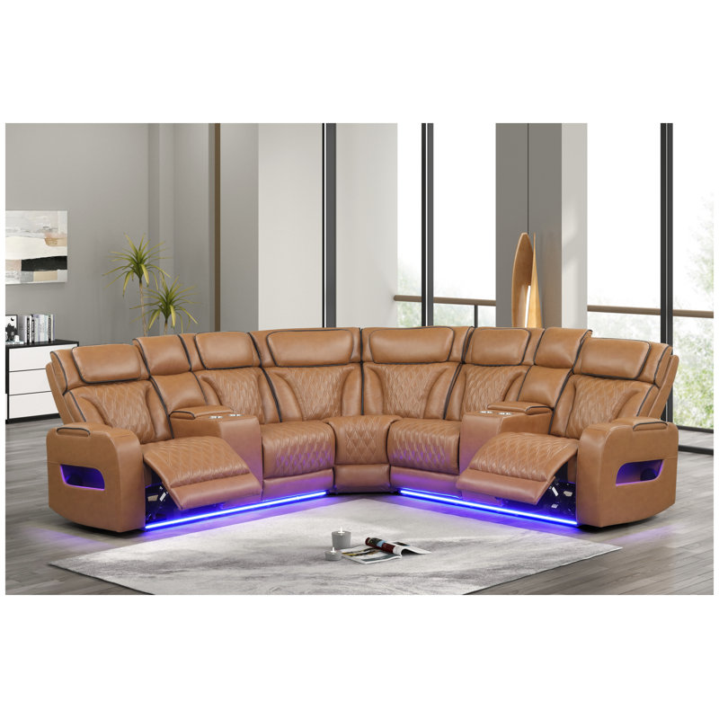 Faux Leather Reclining Sectional