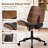 Mid-Century Modern Armless Office Chair with Wheels, Faux Leather Swivel Desk Chair with Walnut Wood Shell, Adjustable Height and Rocking Function-442342659