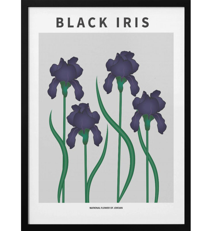 "Black Iris" Framed Textured Wall Art, Black, 14" H x 10" W