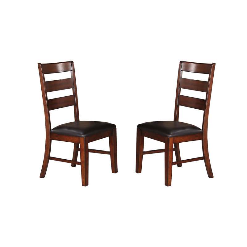 Ensemble de 2 chaises d'appoint à dossier en échelle en chêne durable avec sièges rembourrés en cuir Sara pour plus de confort et de style