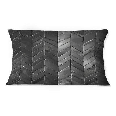 Coussin lombaire noir à chevrons - Mid-Century