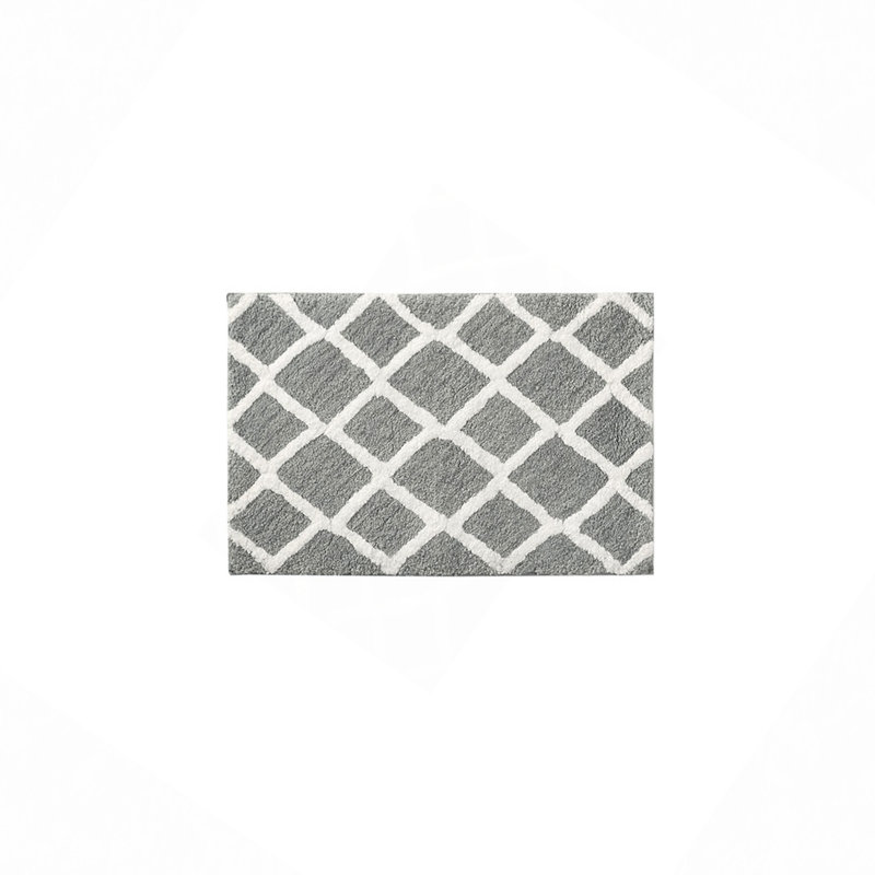Tapis de bain réversible en microfibre touffetée à poils longs, Gris, Simple - L 34 po x l 21 po
