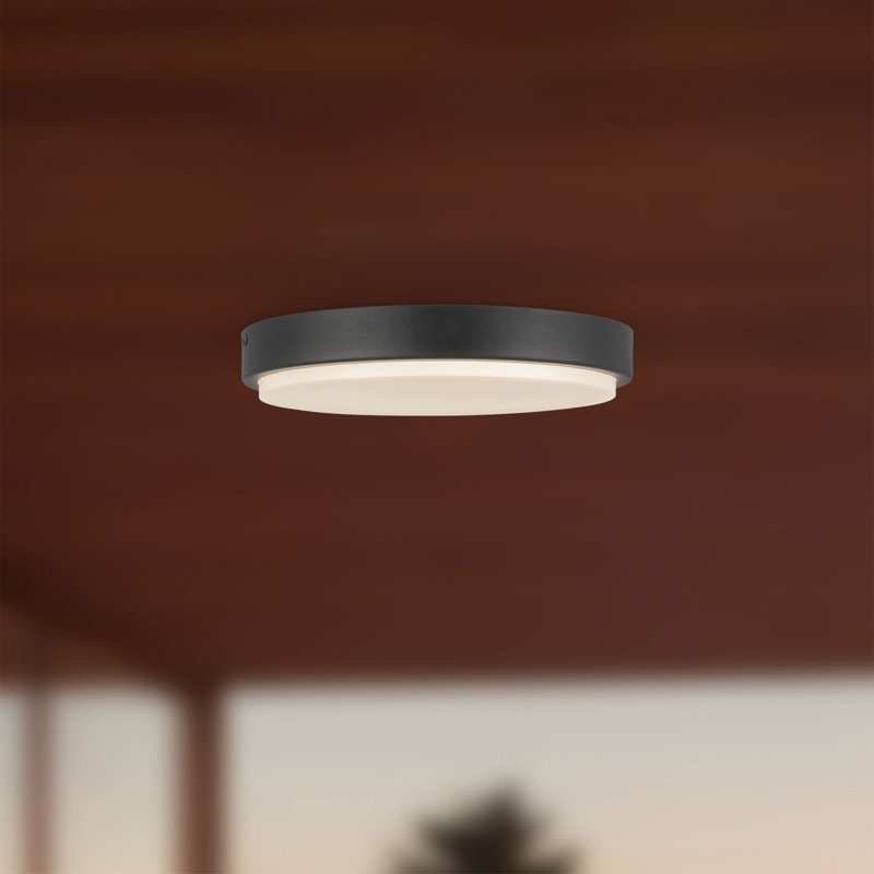 Bailey 11-in Black dimmable LED Outdoor Ceiling Light, Matte Black, Matte Black