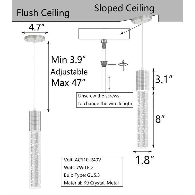 LED Linear Corner Pendant for Kitchen Island (Set of 2), Silver