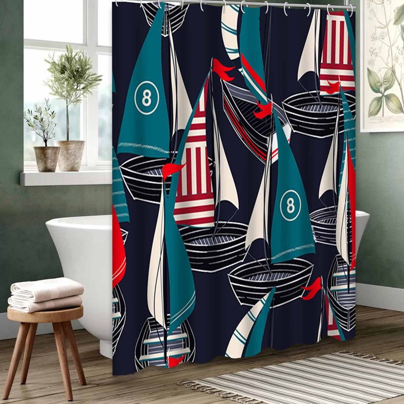 Rideau de douche bleu imperméable, rideaux de douche pour la salle de bain avec 12 crochets, 72" L x 84" W