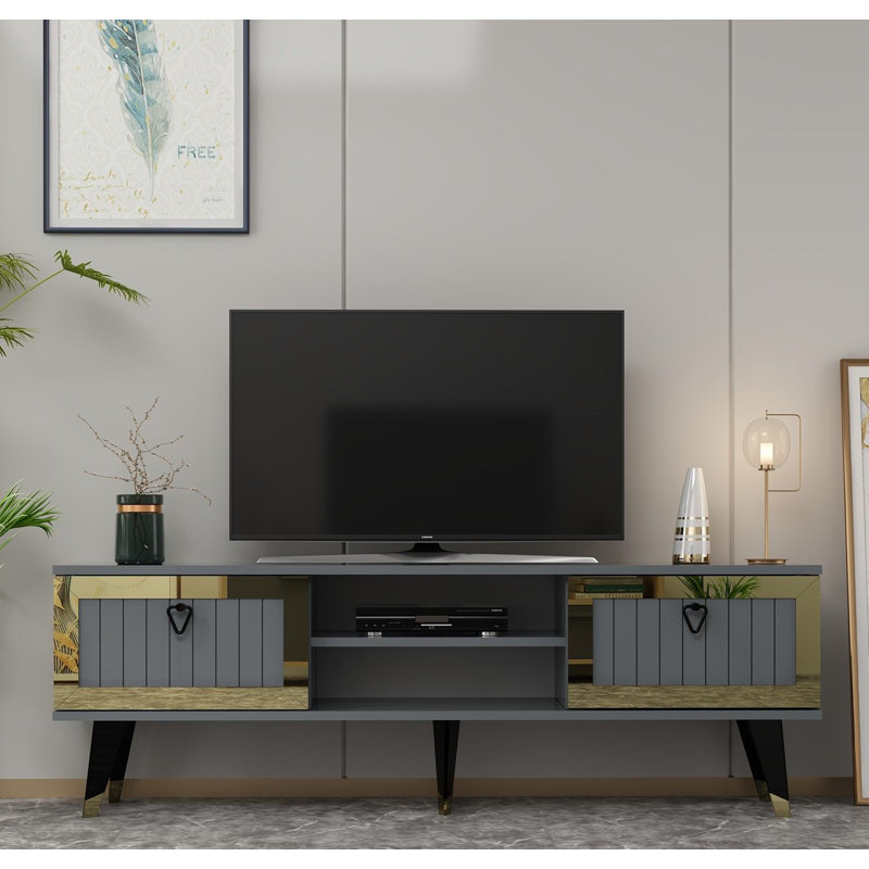 Olivia TV Stand for TVs up to 60", Grey/Gold