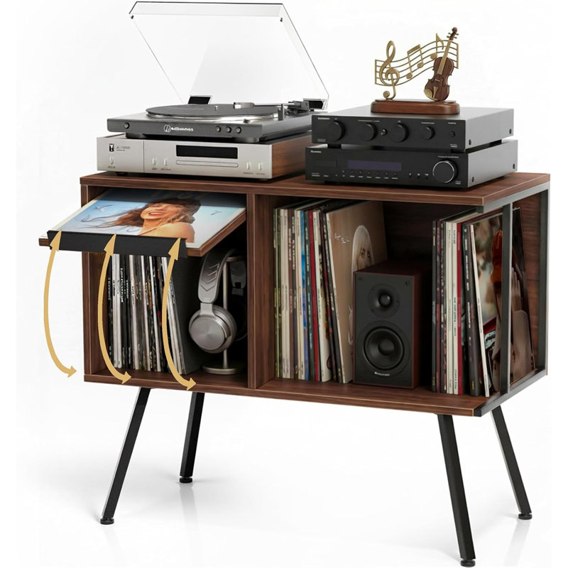 Armoire de rangement pour disques vinyles Mid-Century