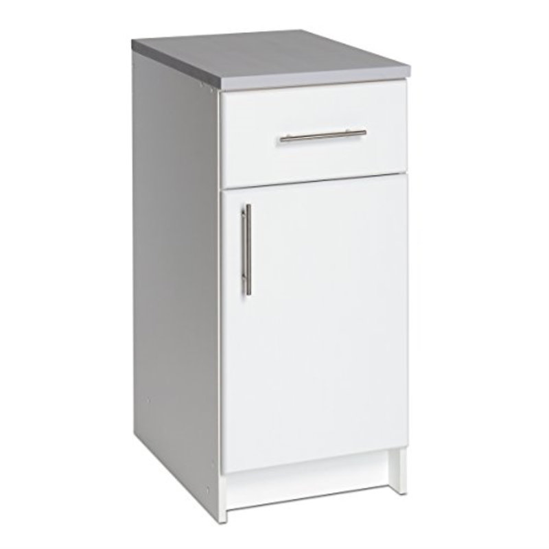 Watse 16” Wide White Storage Cabinet, Base Cabinet with 1 Drawer and 1 Adjustable Shelf for Garage, Cabinet, Kitchen, Home Office, 16”W x 36”H x 24”D, White