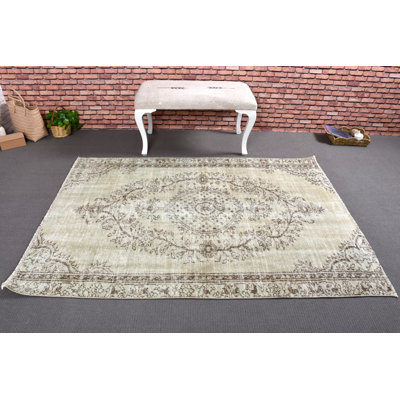 Vintage Wool Patchwork Rug, 54.3x75.2 Inch Beige Area Rug