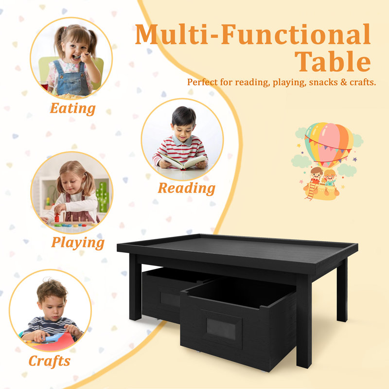 Avery Kids Activity Table with Storage, White