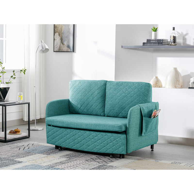 Tacettin 47.64'' Sleeper, Blue Fabric