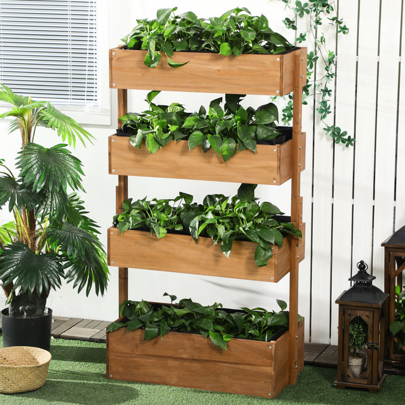Jardinière verticale en bois à 4 niveaux pour les légumes d'extérieur