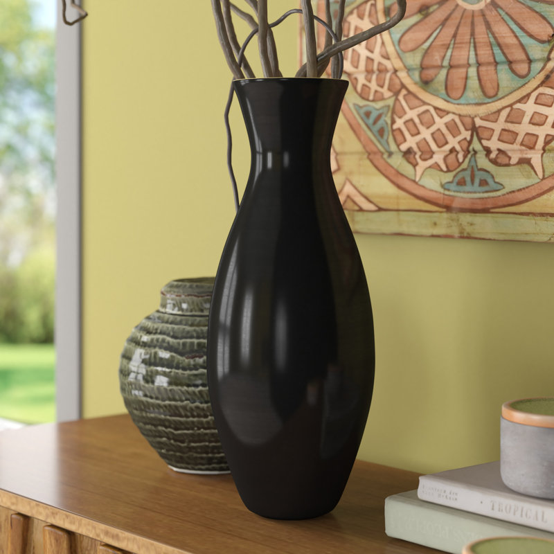 Burkholder Handmade Wood Floor Vase, Black, 20" H x 8" W x 8" D