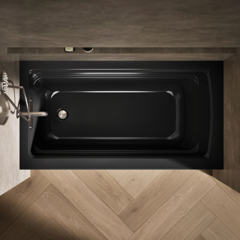 Archer 60" x 32" Alcove/Tile Soaking Bathtub, Black, Left