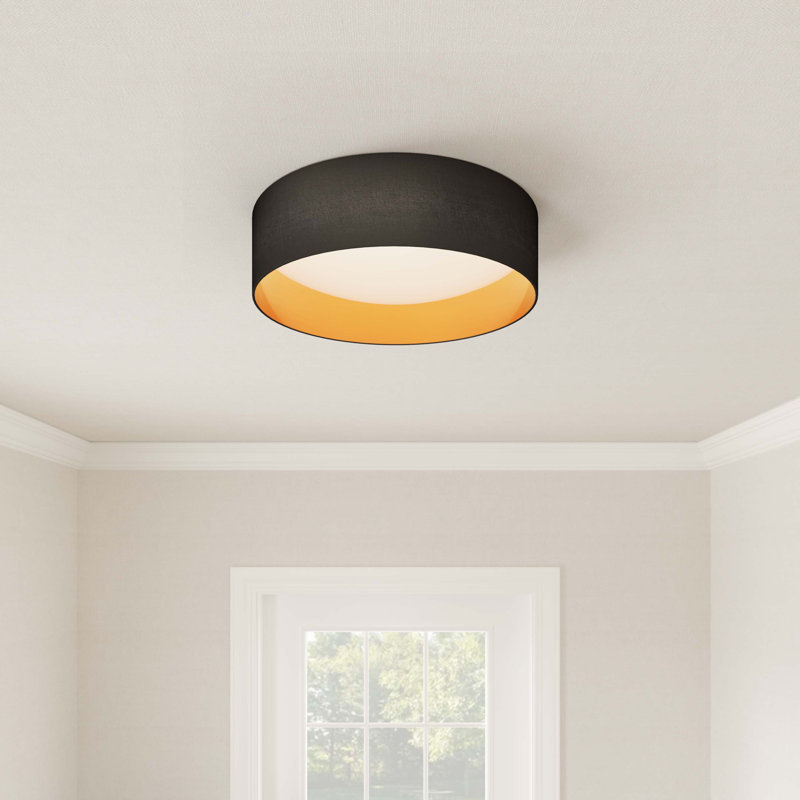 Plafonnier encastré or 1 lumière, H 4,38 po x l 16 po x P 16 po