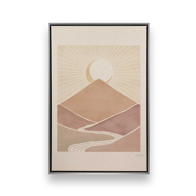 «Sunset Tranquility», reproduction sur toile, Cadre flottant en chrome poli, H 30,75 po x l 20,75 po x P 1,75 po
