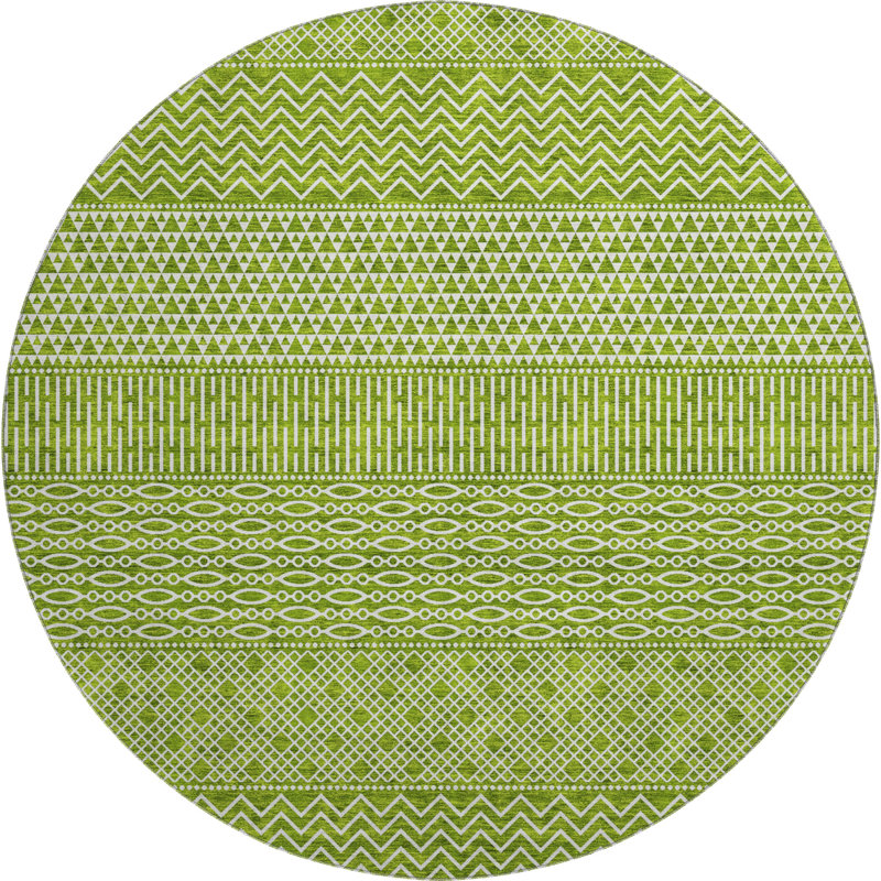 Premium Machine Washable Prisco Lime Rug, Round 8'