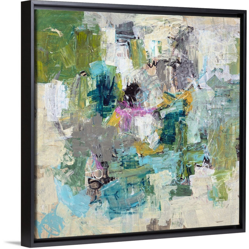 « interrupty », peinture sur toile, H 37,7 po x l 37,7 po x P 1,75 po, Cadre flottant noir