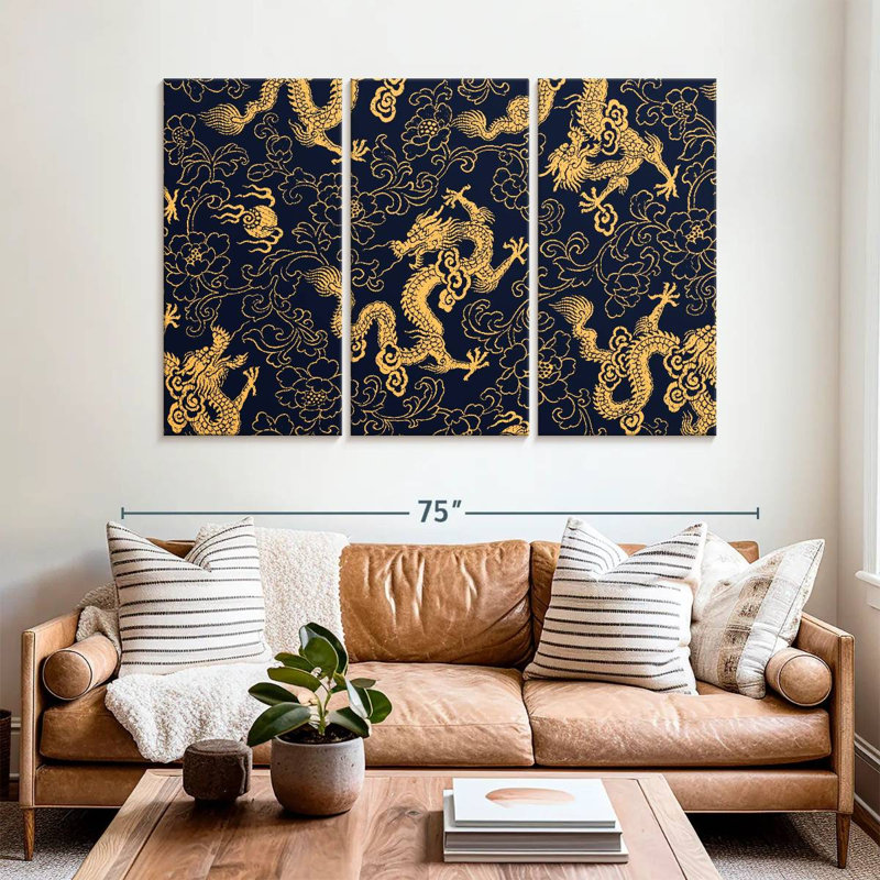 Kerner Oriental Dragons Pattern, 42" H x 65" W