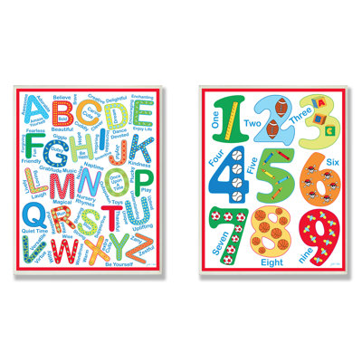 Kleckner Red Letters and Numbers 2 Piece Wall Plaque Set