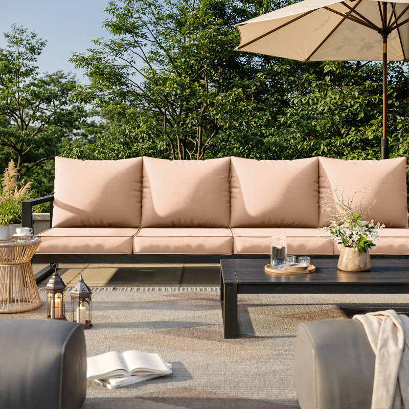 Ensemble de 8 coussins de patio extérieur, coussins de siège et de dossier extérieurs de remplacement pour meubles de patio, 4 coussins de siège et 4 coussins de dossier avec housses à fermeture à glissière.