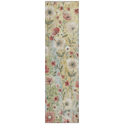Machine Washable Indoor/Outdoor Raemoore ACN2403 Floral Rug