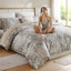 100% Cotton Duvet Cover King Size – Elegant Botanical Bedding Set with Zipper Closure, 3 Pieces Soft Breathable Floral Leaf Pattern Comforter Cover with 2 Pillowcases-123017882-123017881