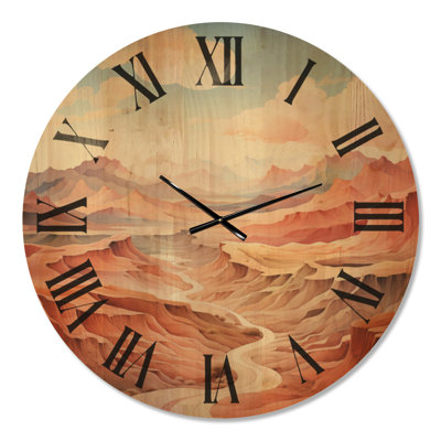Très grande horloge murale minimaliste en bois - Desert Dreams Canyon Drift