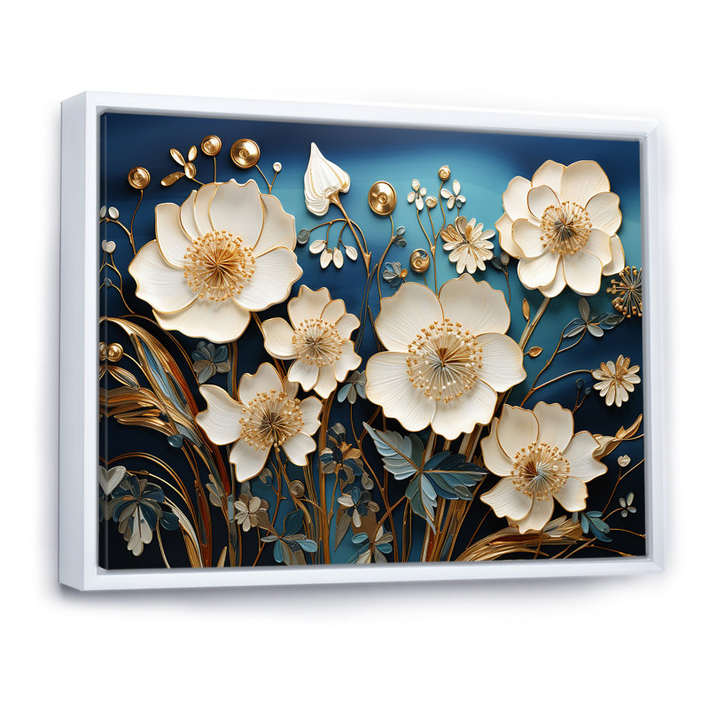 Souvenirs de coquelicots, rêves de fleurs, H 16 po x l 32 po x P 0,5 po, Cadre flottant blanc