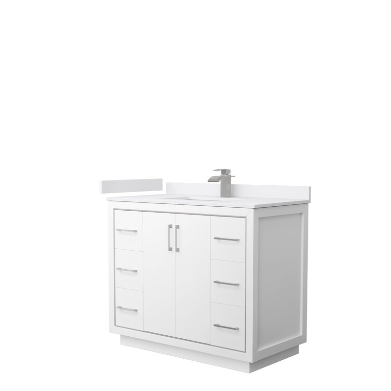 Icon 42'' W Single Vanity, Carrara, Dark Blue, Brushed Nickel