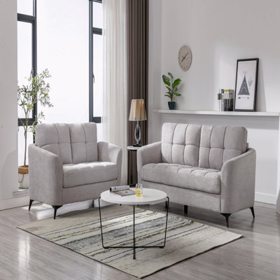 Woven Fabric Sofa Loveseat Living Room Set