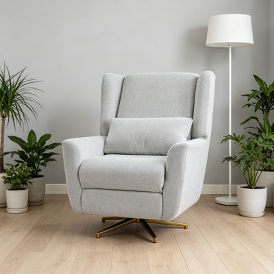 Power Recliner Chair Swivel,Upholstered 360° Swivel Recliner With Gold 5 Star Base