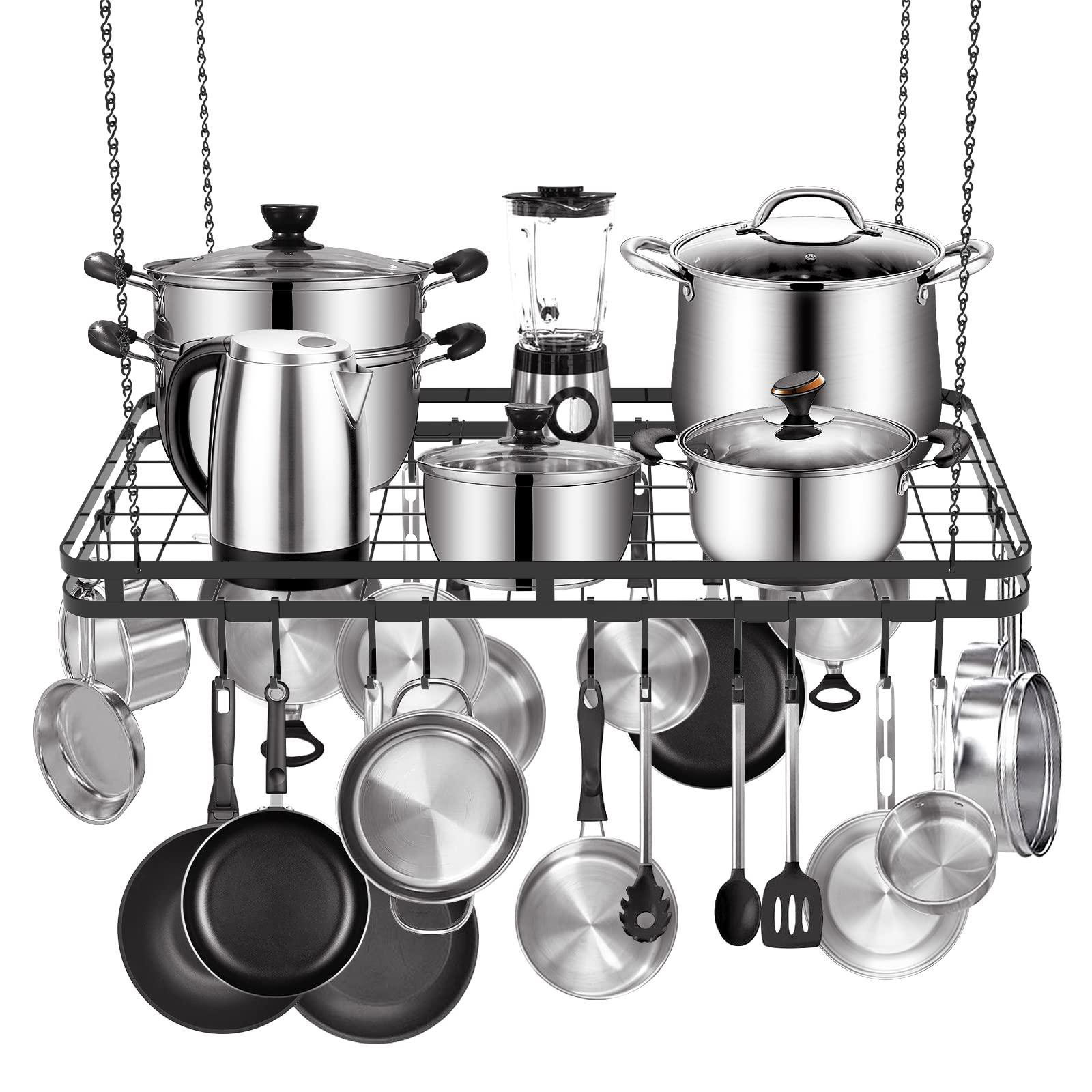 Prep & Savour Iron Rectangle Hanging Pot Rack | Wayfair