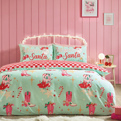 Santa's Howdy Christmas Reversible Duvet Cover Set