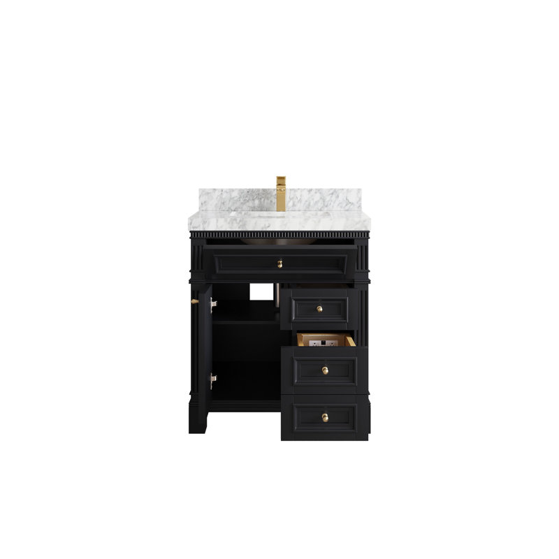 30 po Paris X P 22 po De salle de bain Quartz, Marbre de Carrare, Black