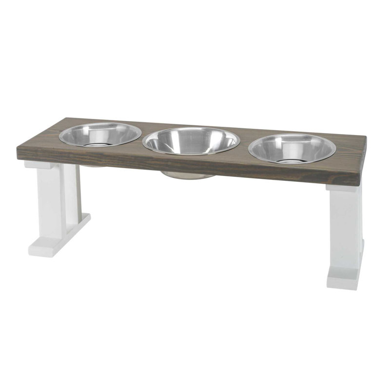 Mangeoire surélevée, Moyen (12 po), Blanc / gris