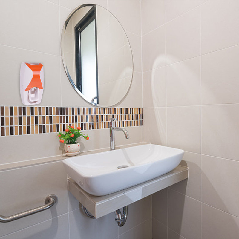 Toothpaste Squeezer, Lazy Toothpaste Dispenser With Toothbrush, Orange