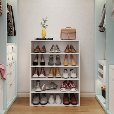Latitude RunÂ® Shoes Rack, 5-Tier Free Standing Wood Closet Organizer Unit