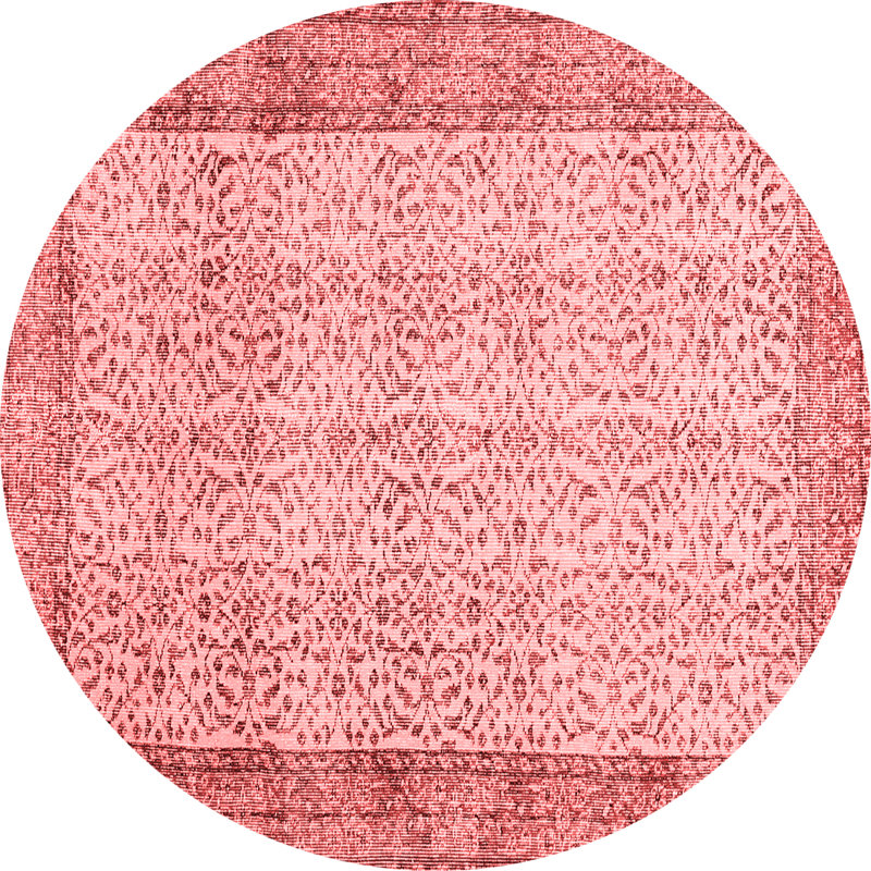 Tapis oriental en laine / polyester tissé à la machine en rouge / rose Marijah, Rond 6 pi