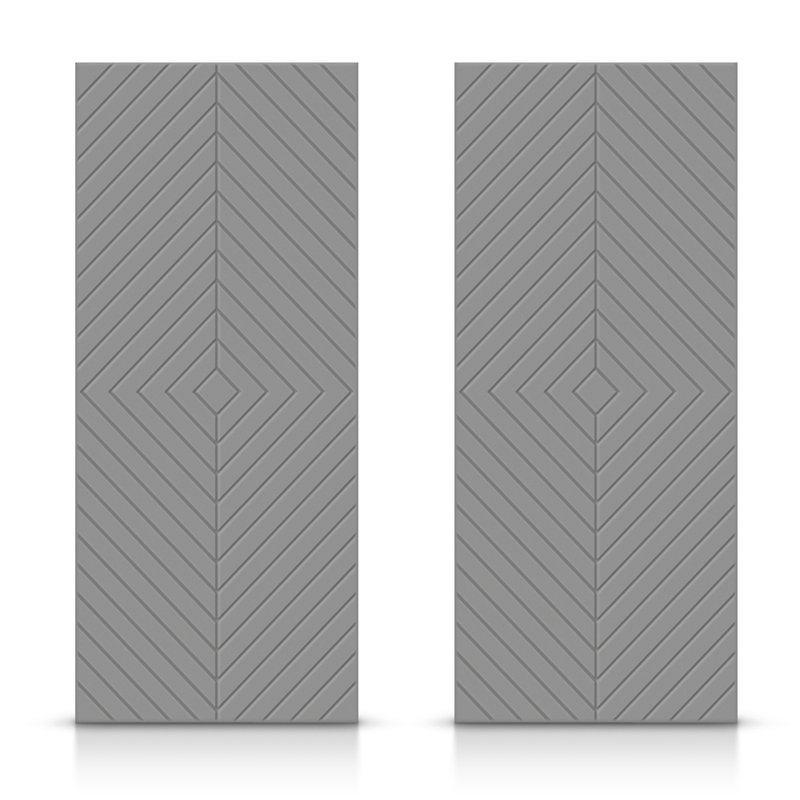 Portes de placard coulissantes à panneaux en bois manufacturé, Gris clair, 72 po x 80 po