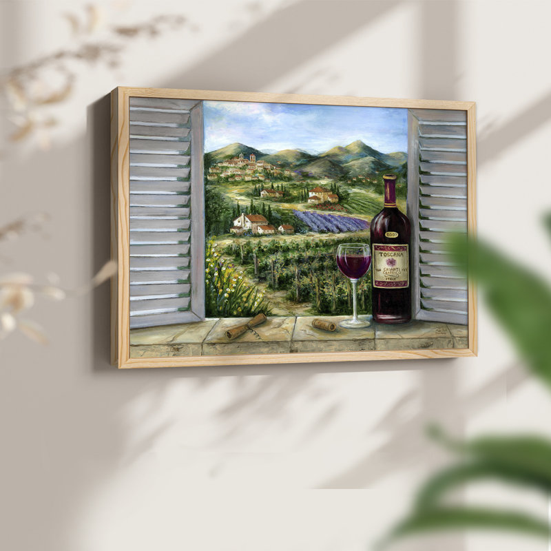 Rouge toscan et vignoble - reproduction encadrée - réarmable, H 11 po x l 14 po, Naturel