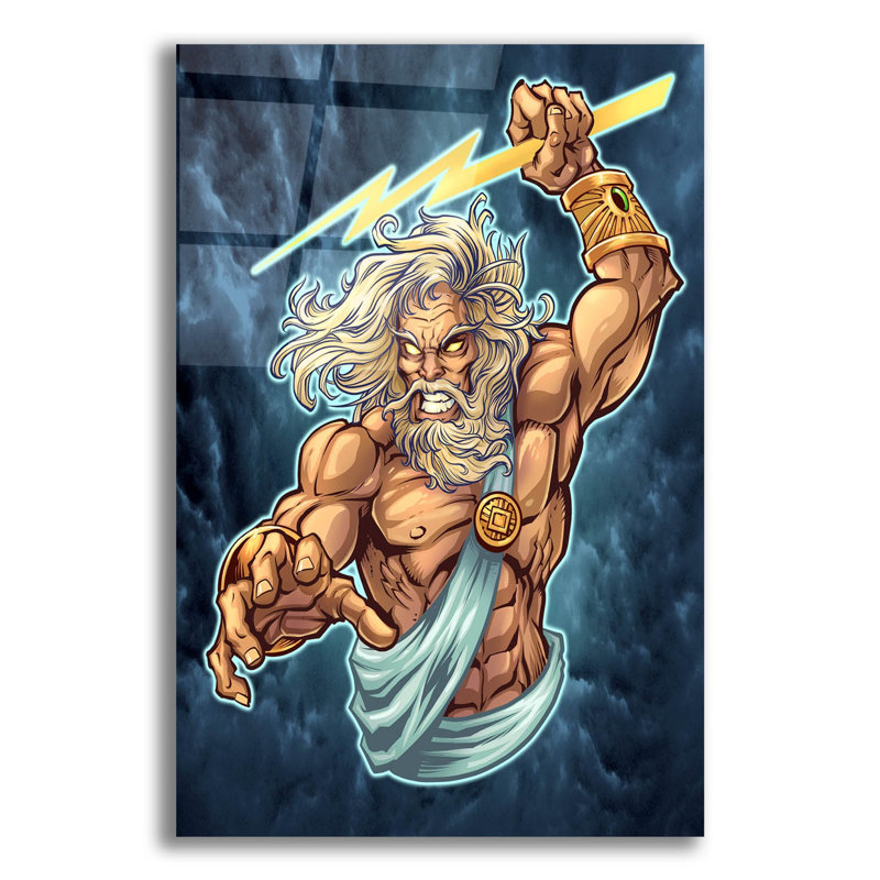 Zeus polychrome sur plastique / acrylique par Flyland Designs Print, H 16 po x l 12 po x P 0,13 po