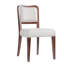 2 chaises de salle à manger rembourrées en tissu avec finition noyer - côté avec structure, conception ergonomique et confort pour toute utilisation de lignes incurvées