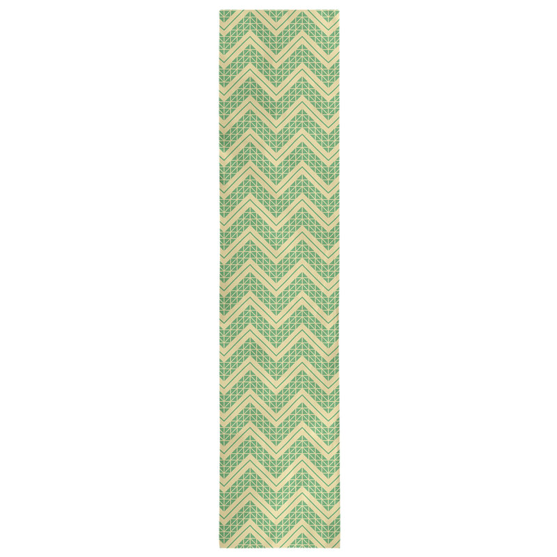 Stephenie Classic Hand Drawn Chevron Table Runner, 16" x 72", Yellow/Light Green