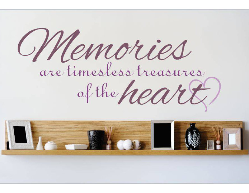 Décalcomanie murale "souvenirs" est un trésors de coeur, H 8 po x l 20 po x P 0,16 po, Mauve